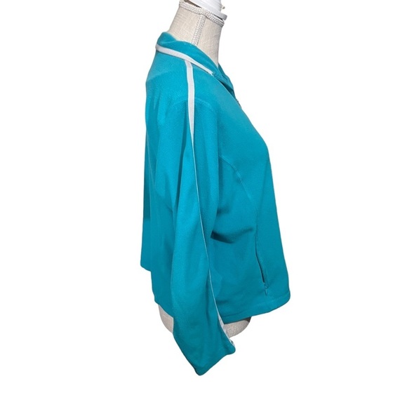 LL Bean Women Turquoise Full Zip Long Sleeve Lightweight Fleece Jacket Sz Medium - Picture 5 of 9